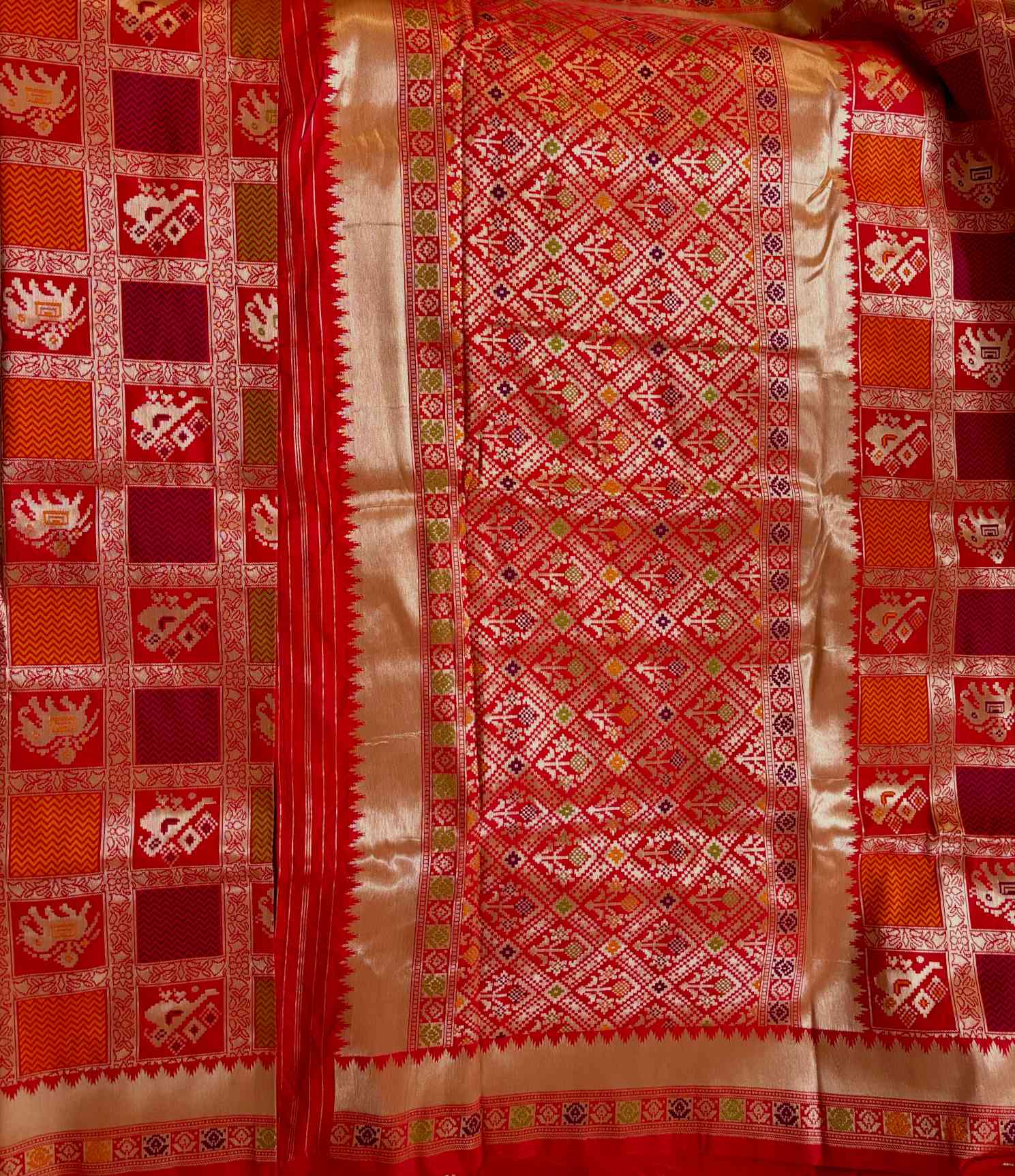 Heritage Karvachauth Special Red Premium Banarasi Gharchola Saree