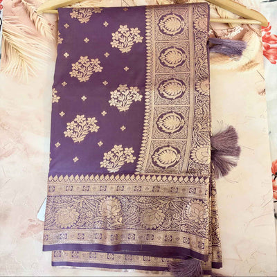 Amrapali Plum Purple Bishnupuri Katan Silk Saree