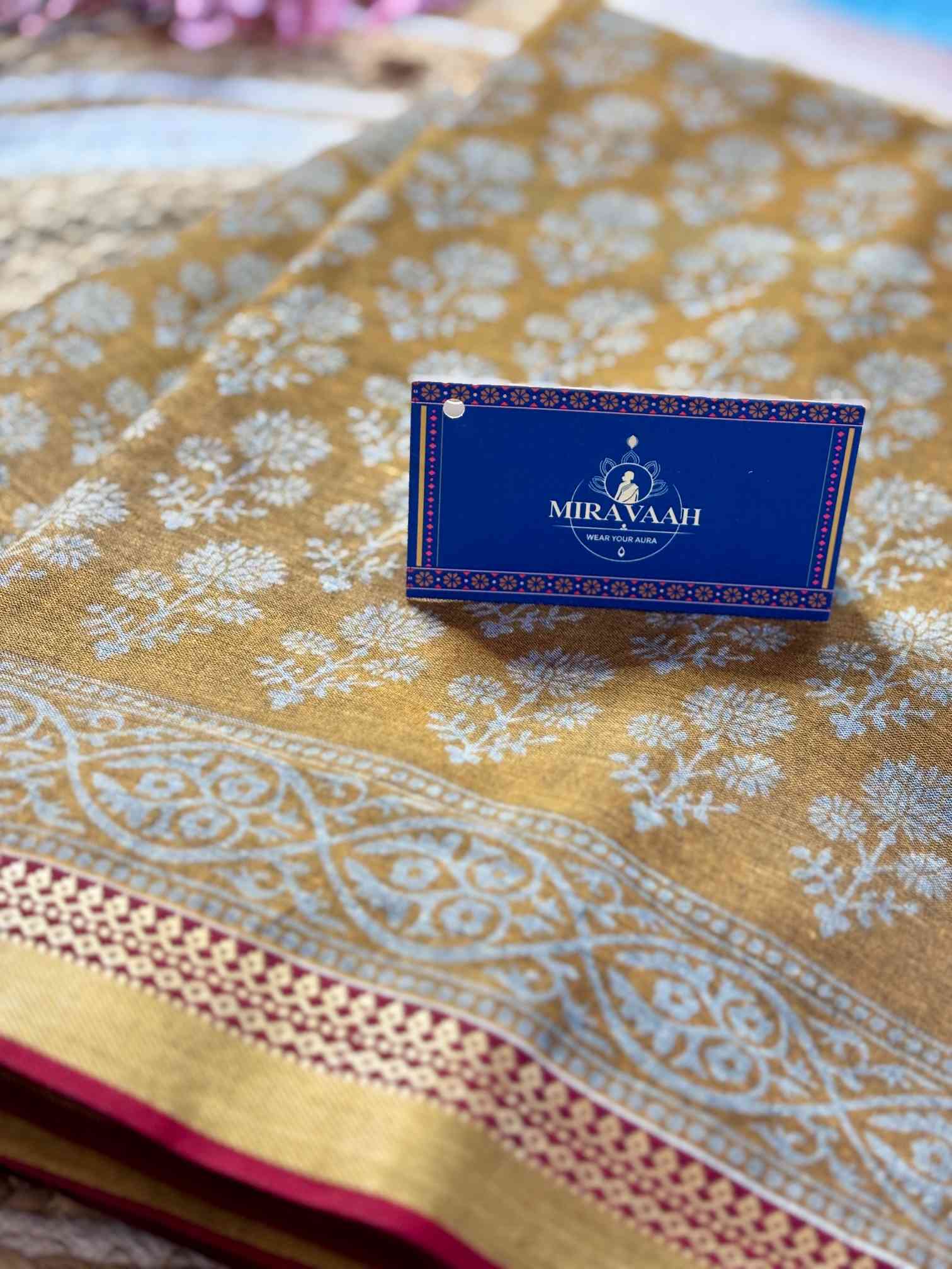 Suvarna Mustard Gold Premium Fancy Gadwal Saree