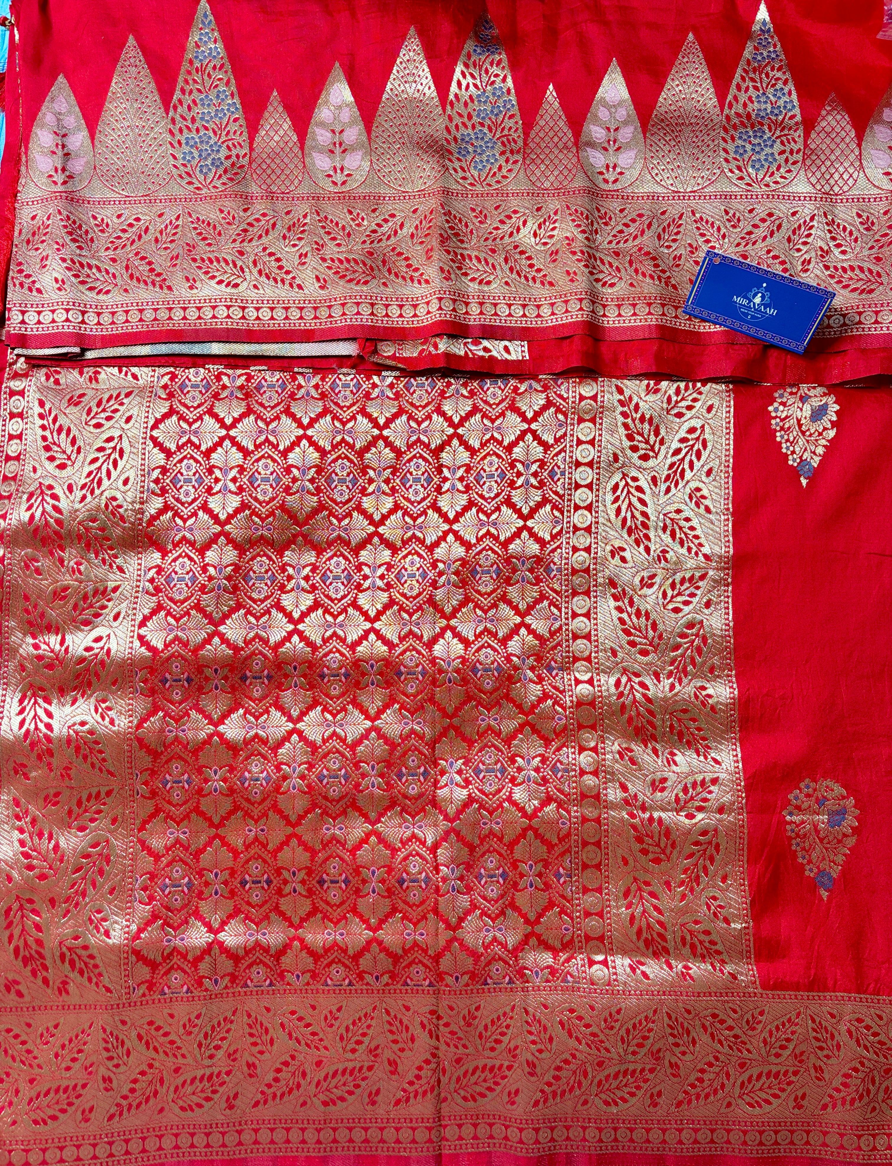 Red Pure Khaddi Silk Saree