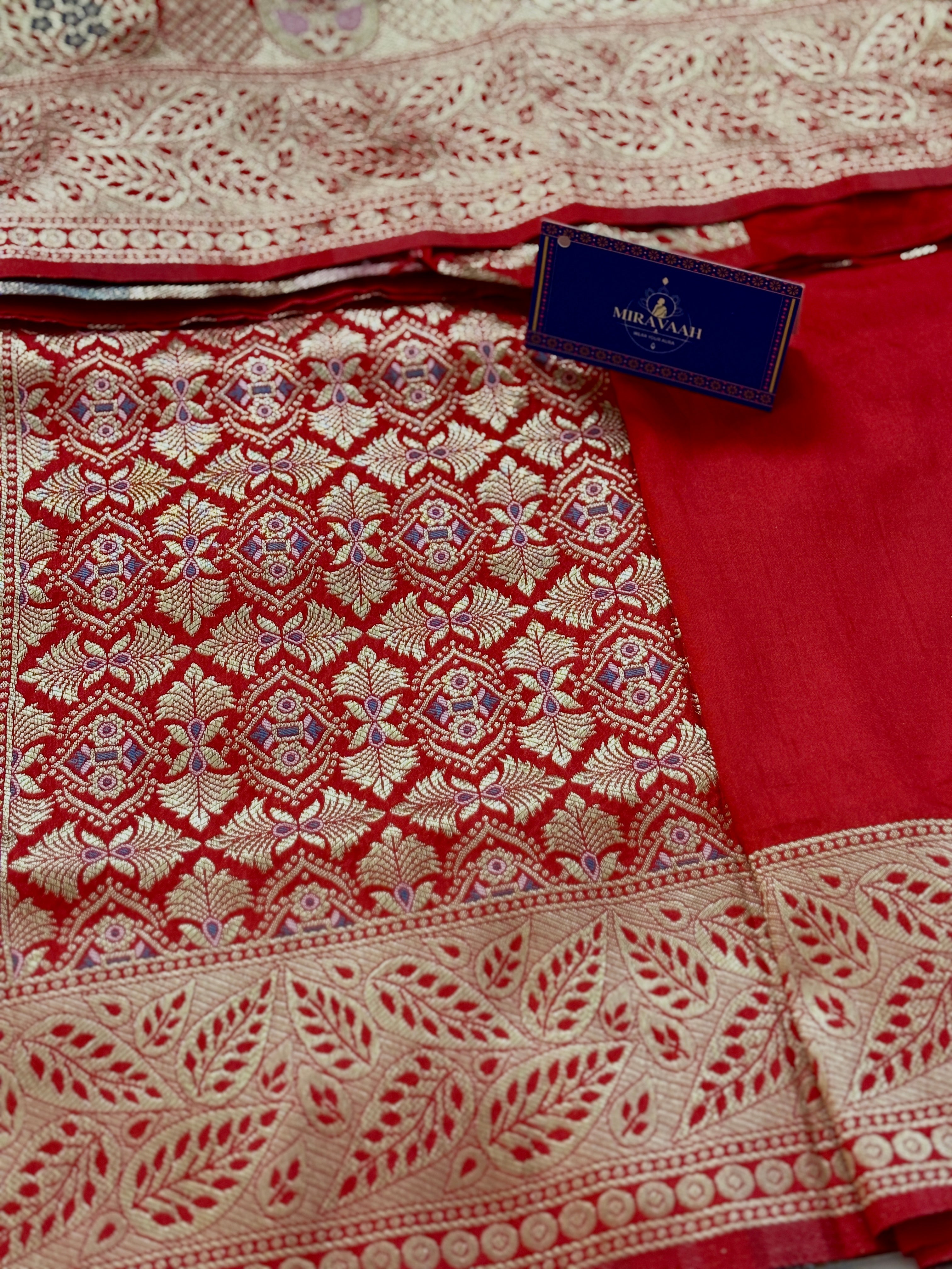 Red Pure Khaddi Silk Saree