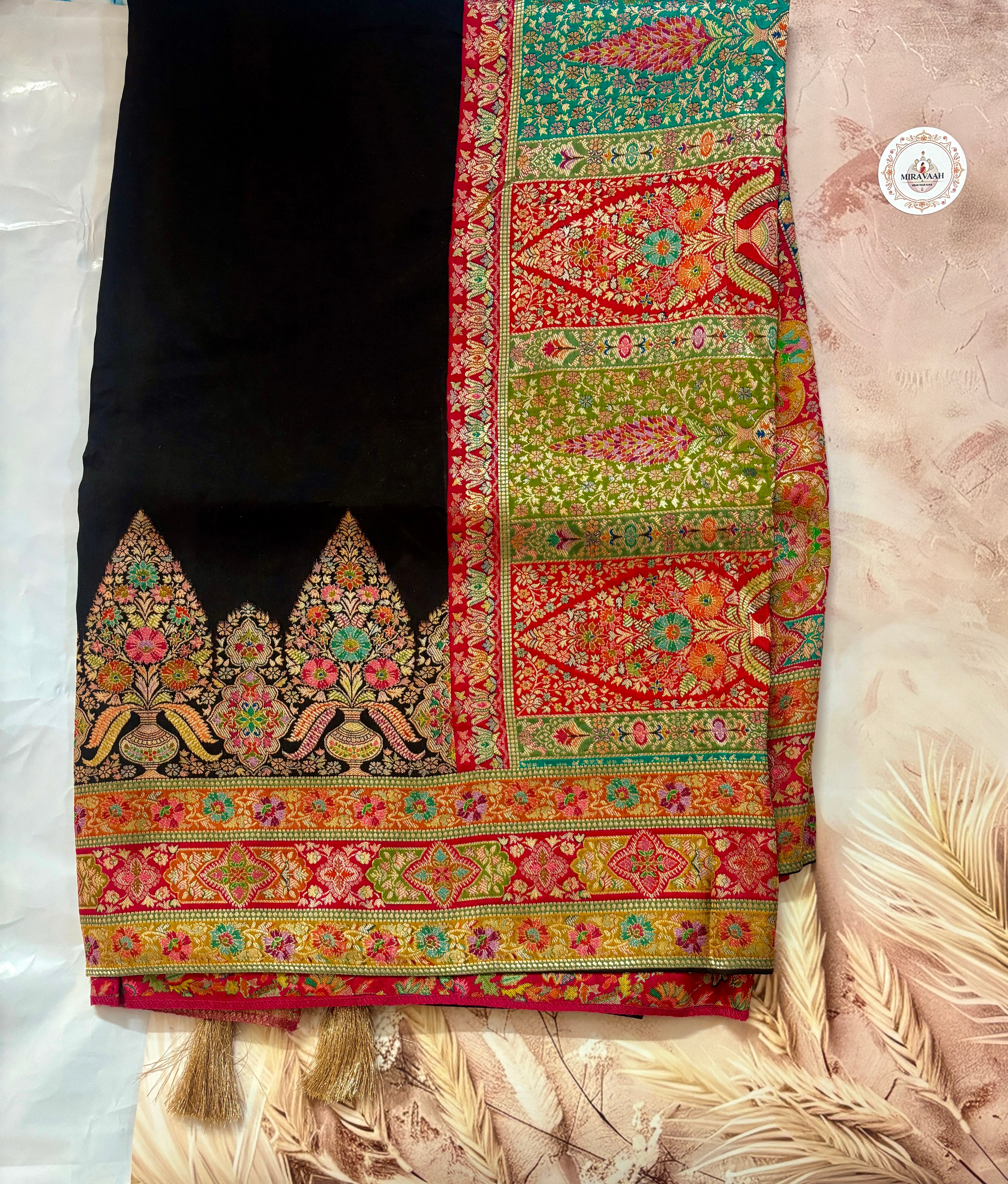 Noir Royale Black Premium Kani Kashmere Silk Saree