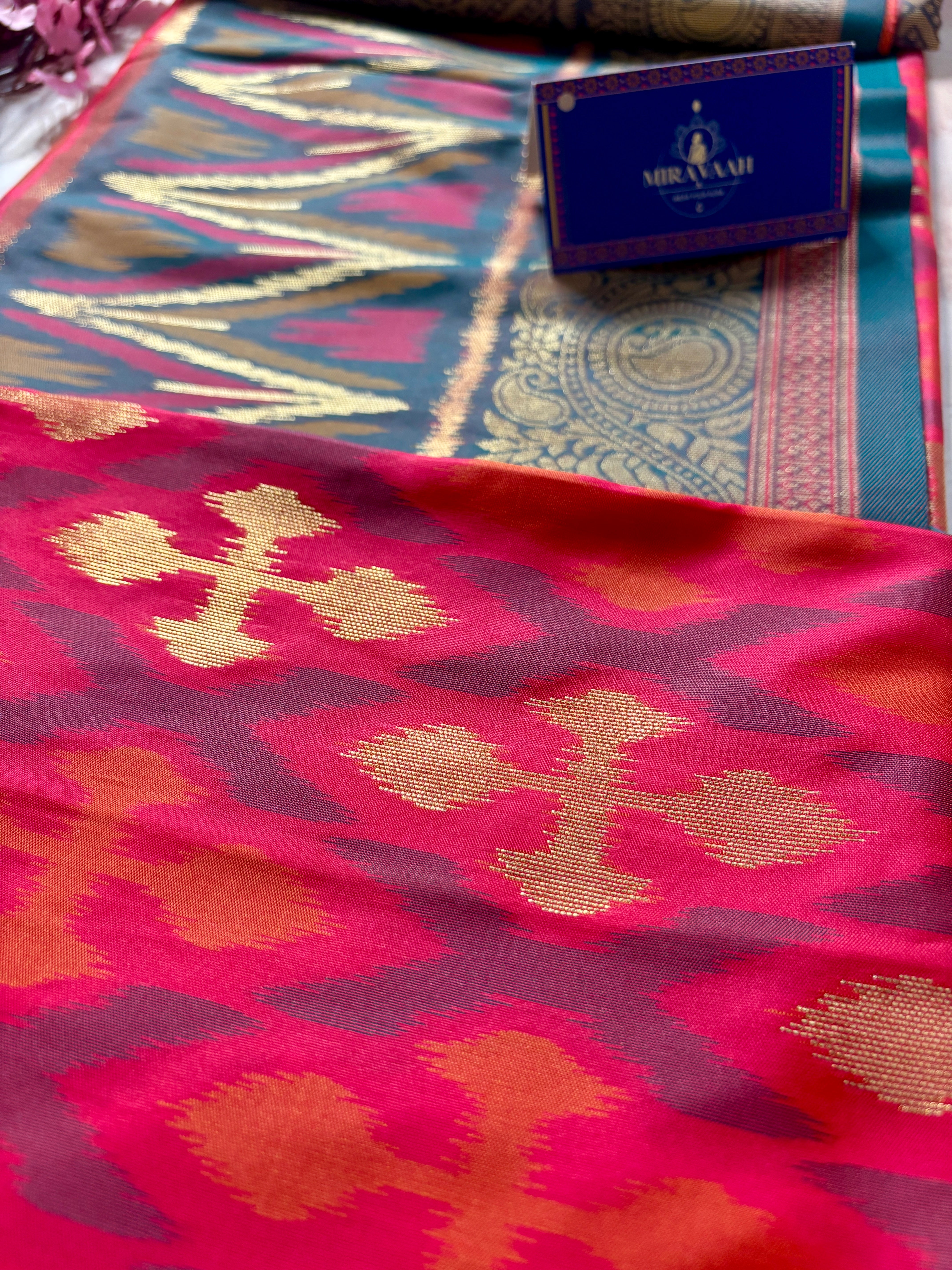 Crimson Red Ikkat Patola Silk Saree