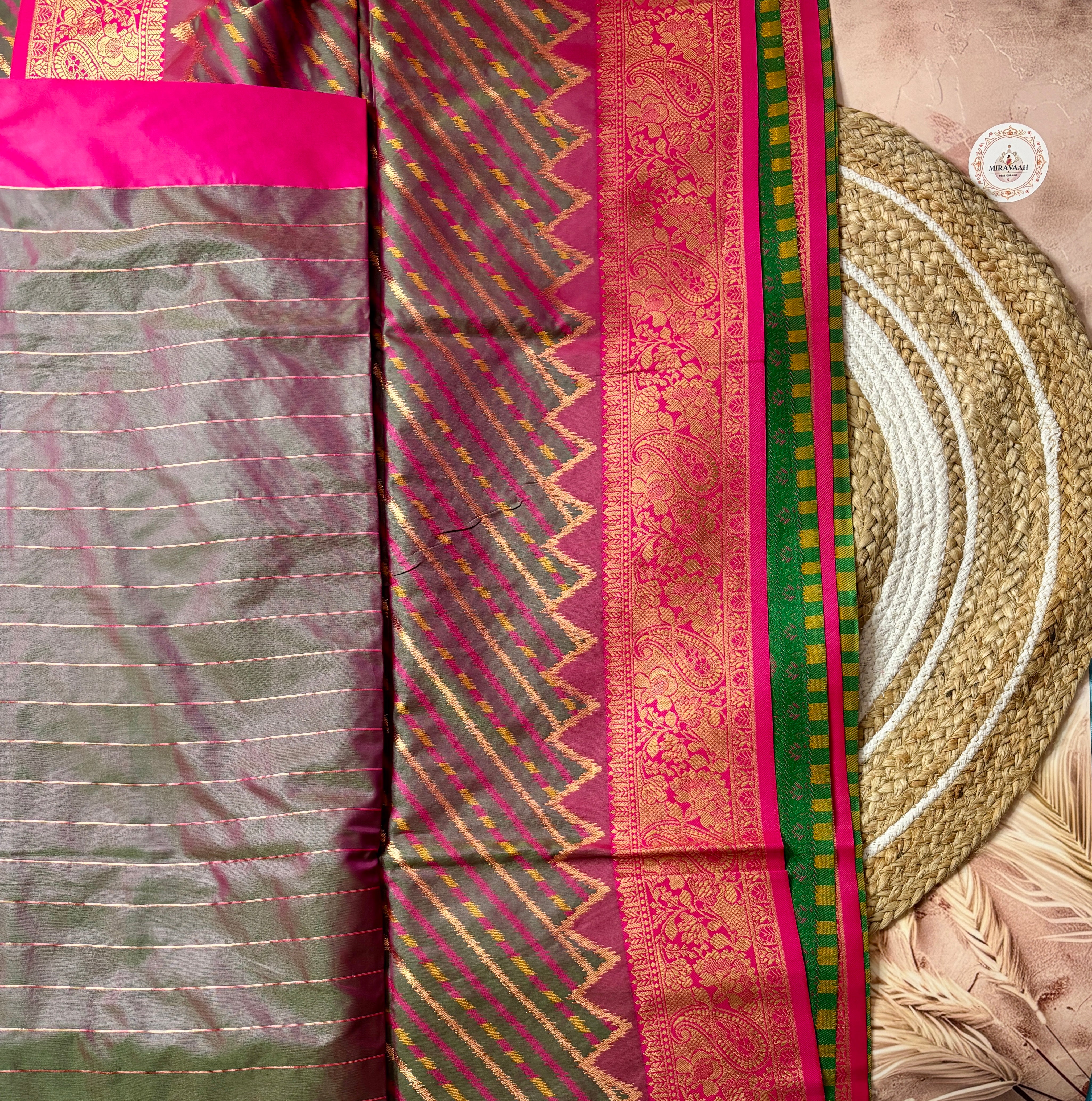 Rosewood Charm Ikkat Patola Silk Saree