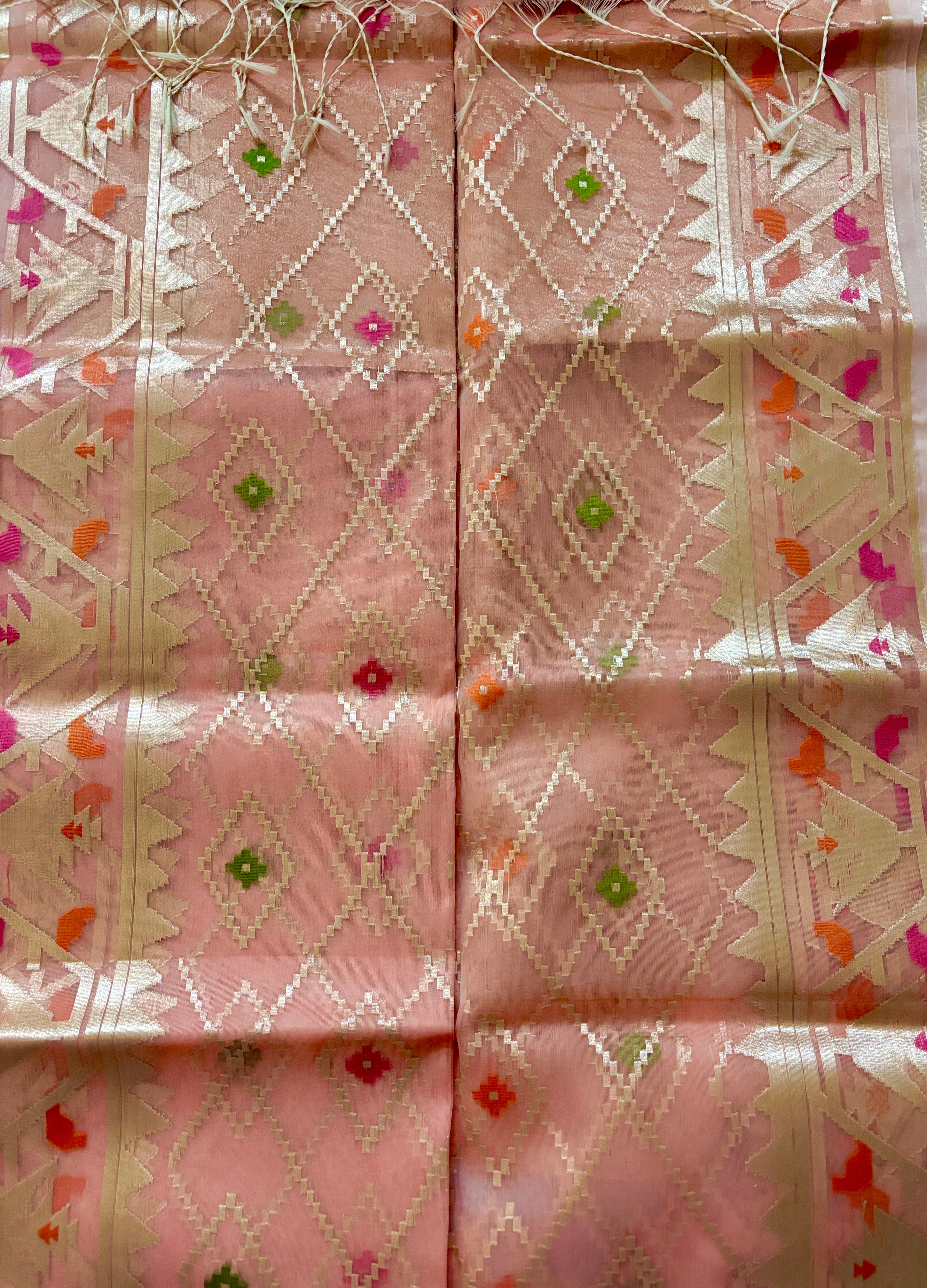 Aarohi Peach Muslin Silk Saree