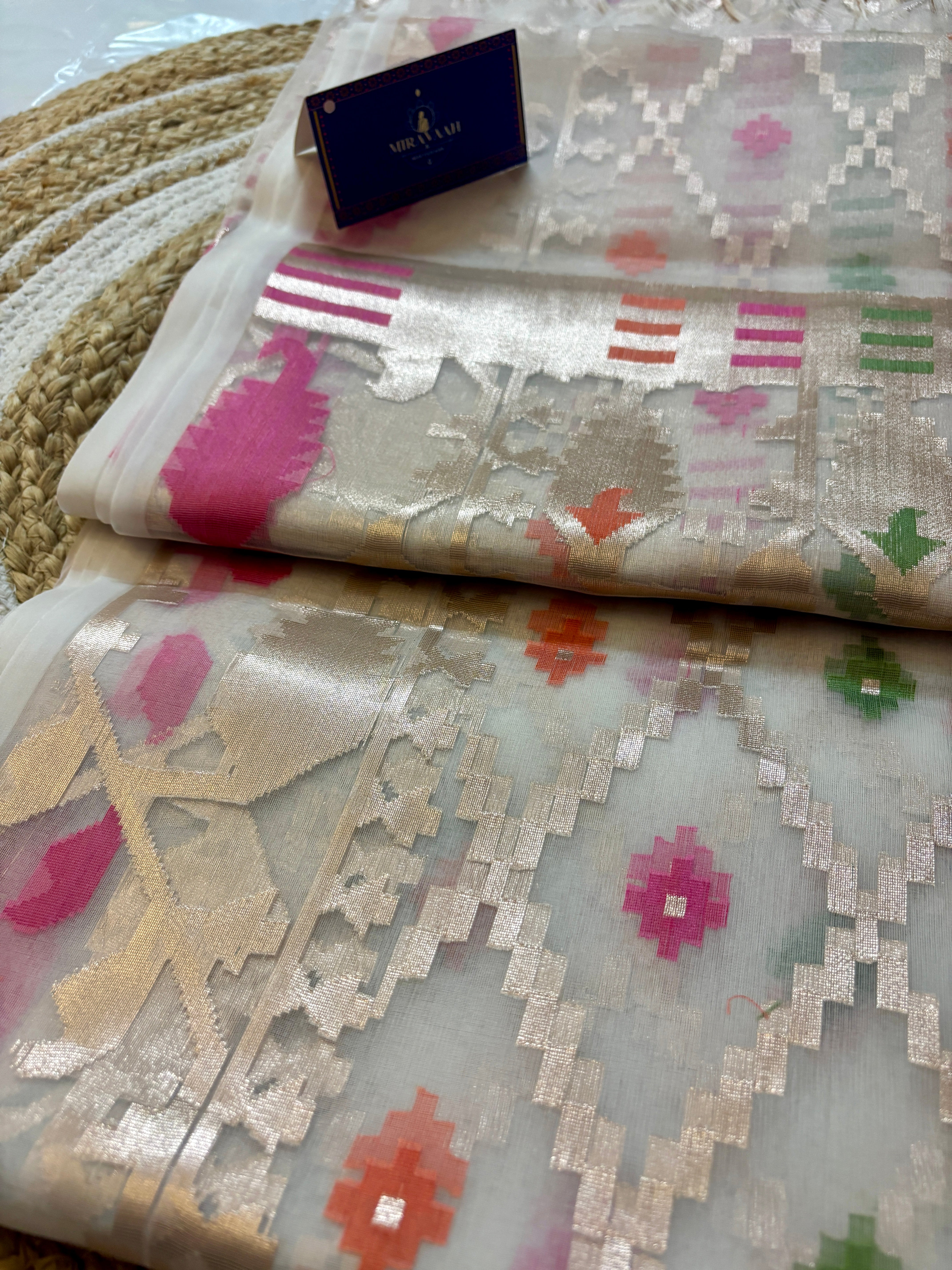 Prisha Ivory Muslin Silk Saree