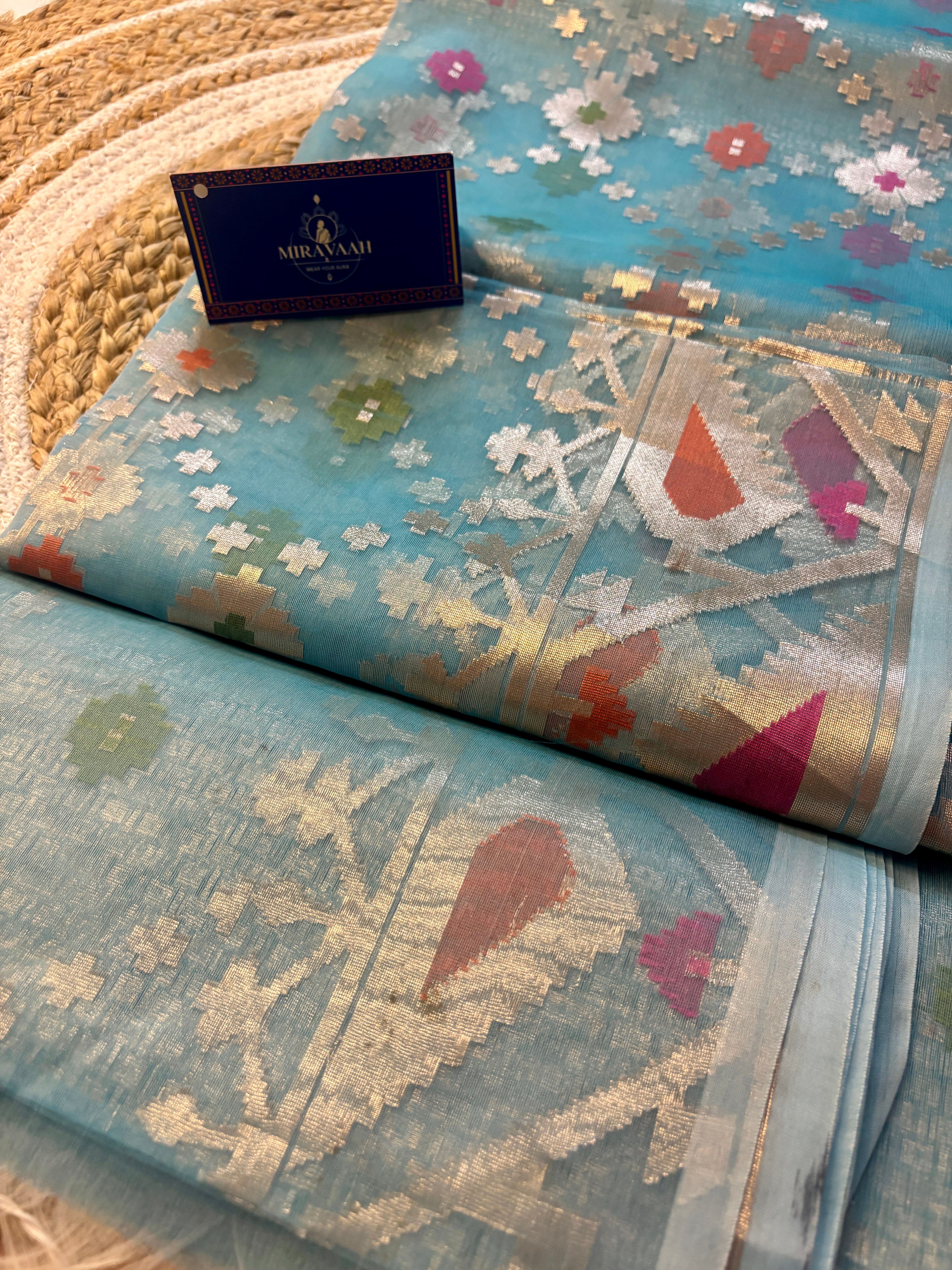 Samaira Aqua Muslin Silk Saree