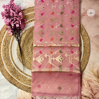 Ishita Rose Pink Muslin Silk Saree