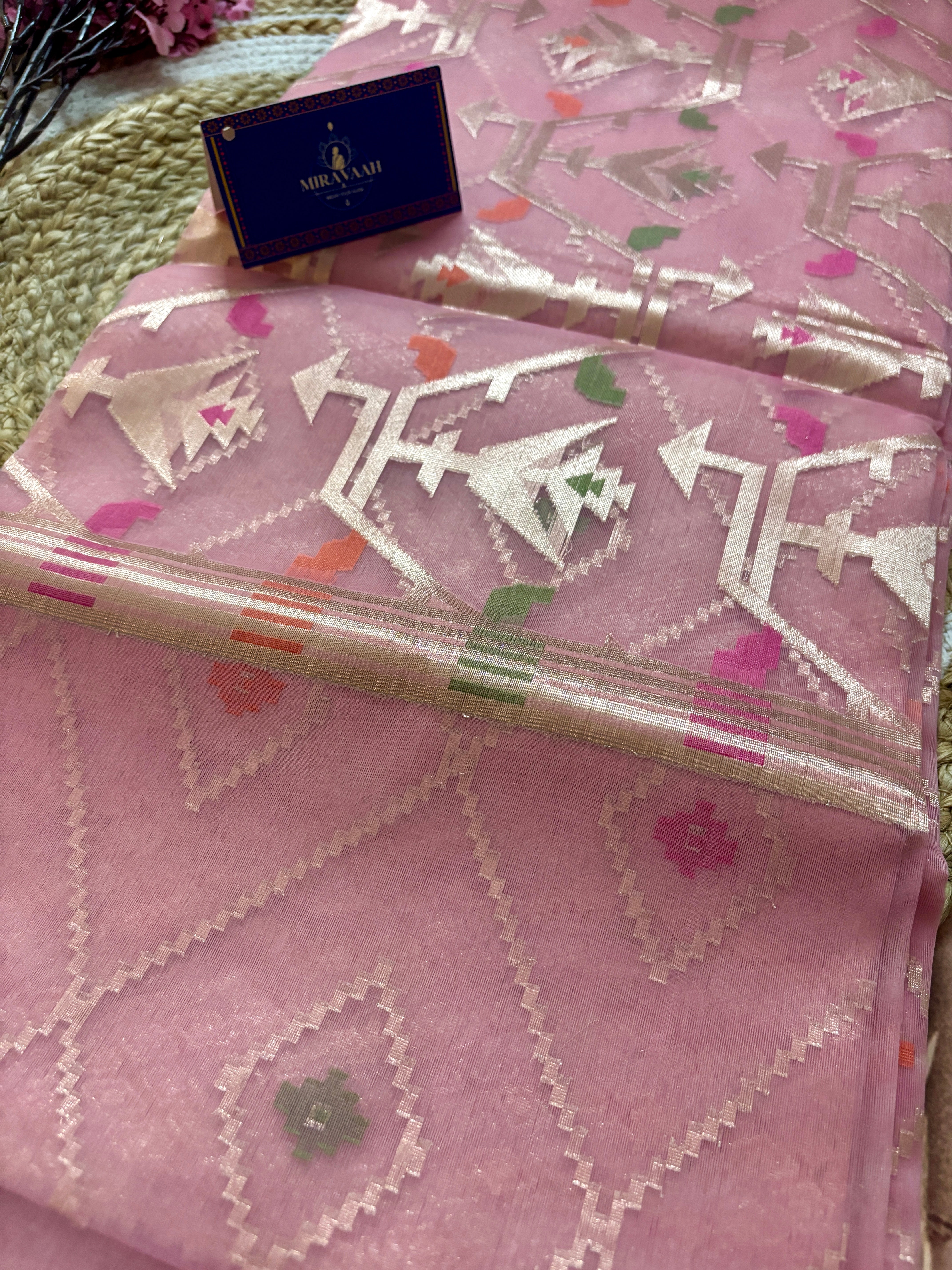 Ishita Rose Pink Muslin Silk Saree