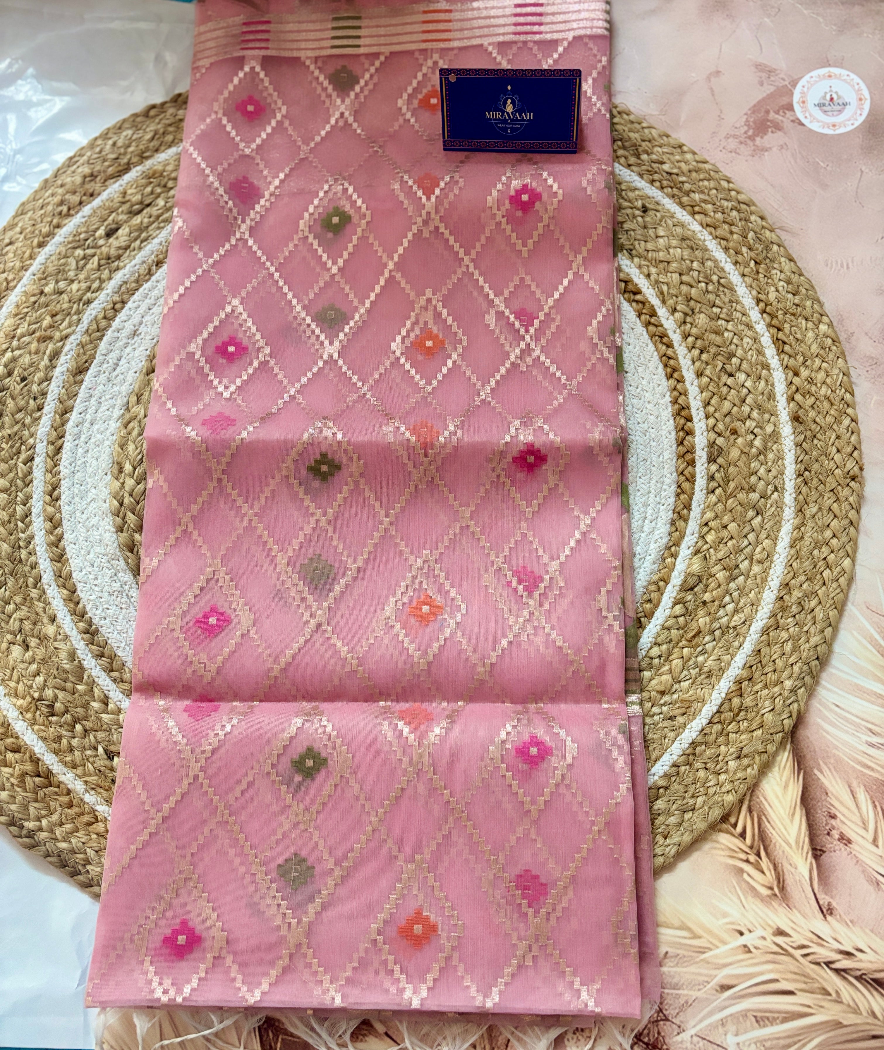 Ishita Rose Pink Muslin Silk Saree