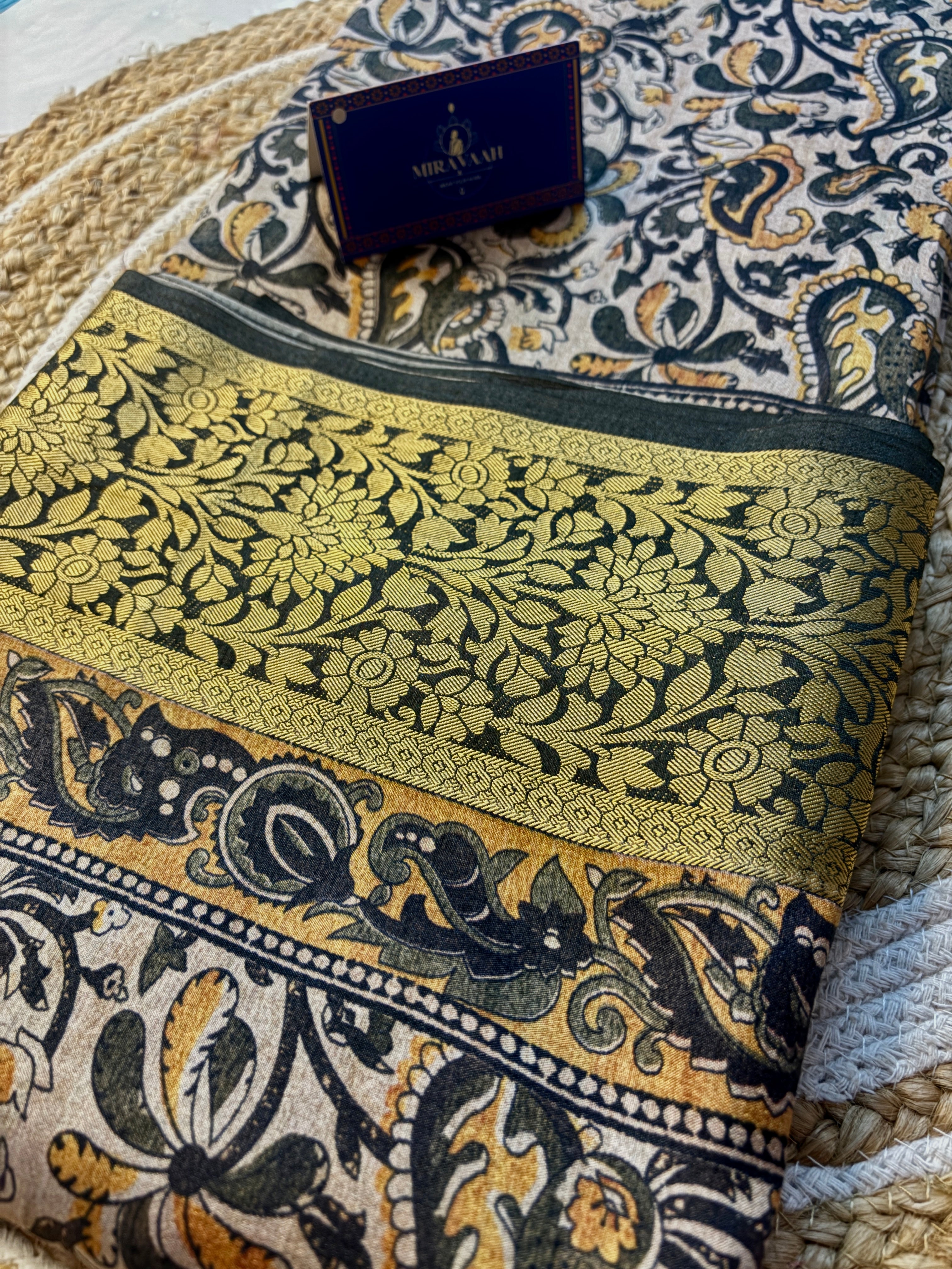 Rajwada Florals Linen Soft Silk Saree