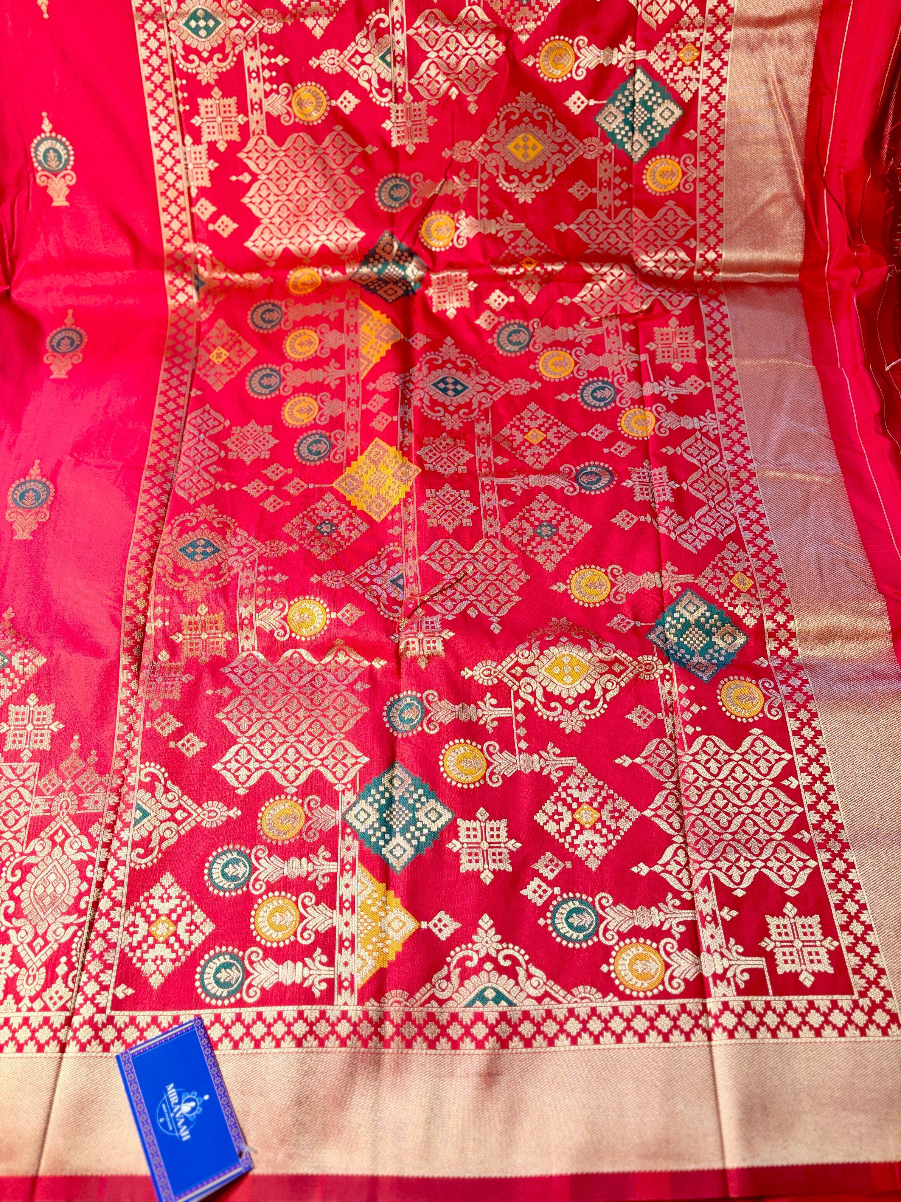 Surkh Red Premium Katan Mashru Silk Saree