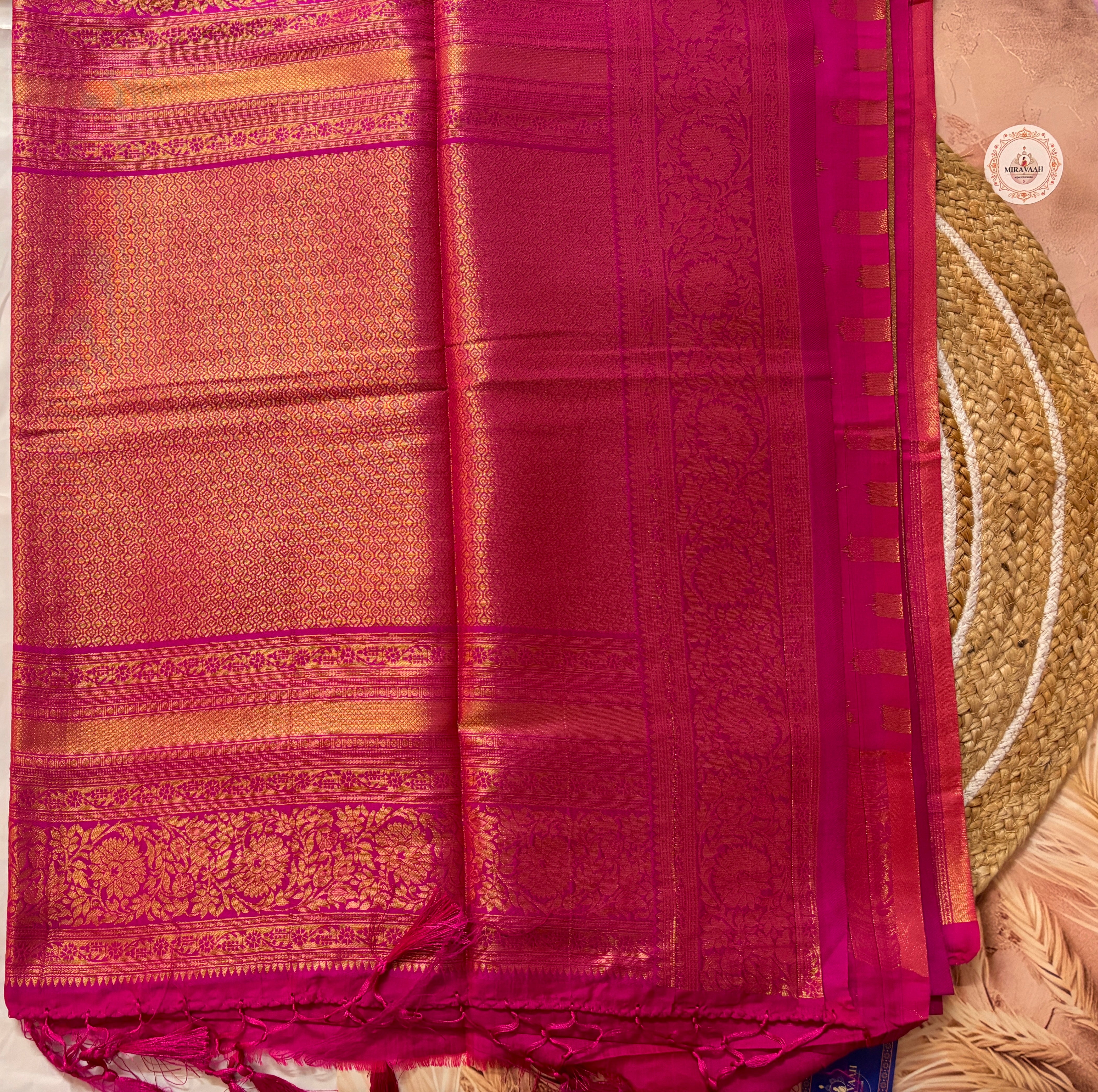 Gulnaar Magenta Premium Magenta Pashmina Zari Silk Saree