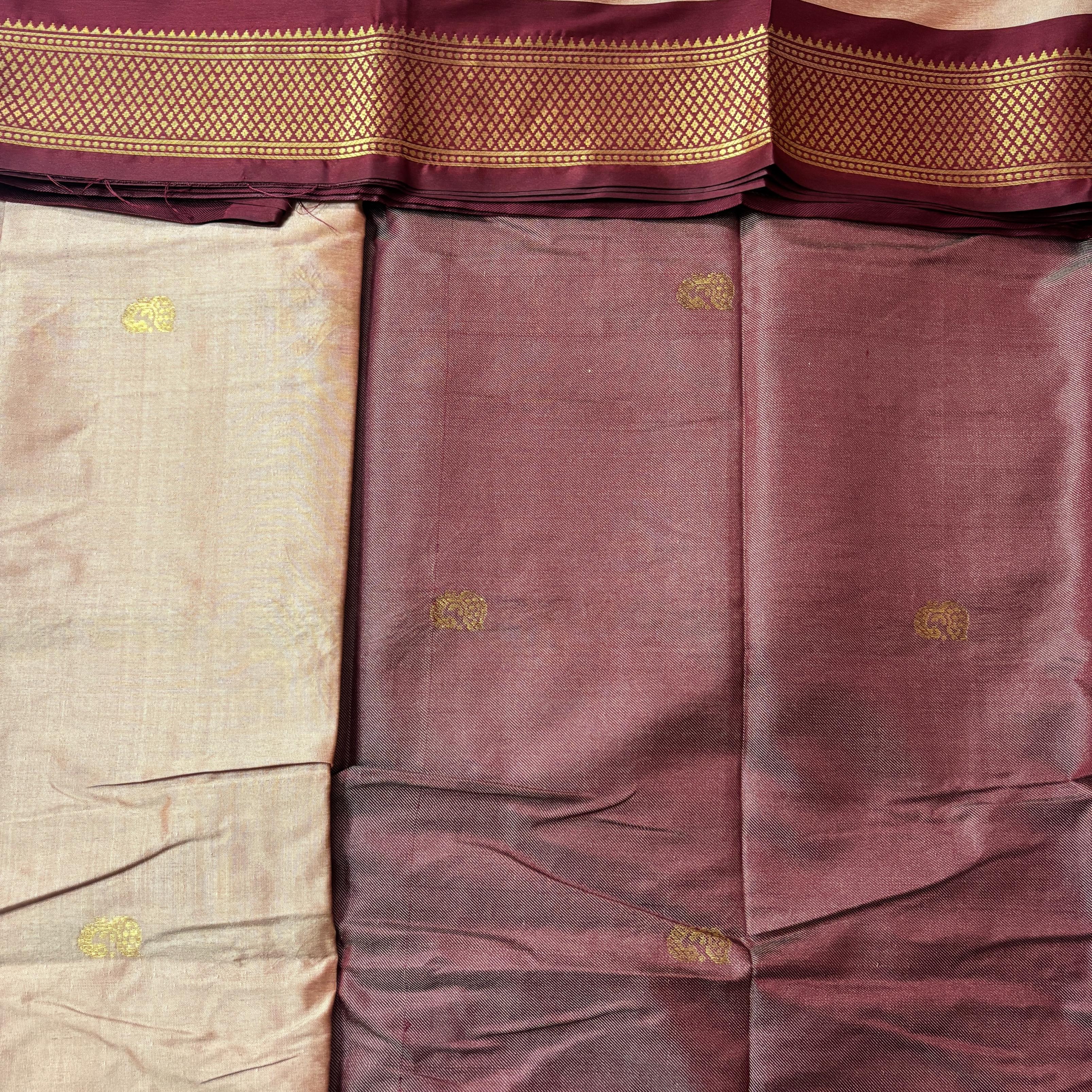 Rakta Pushpa Rose Gold with Maroon Gadwal Silk Saree