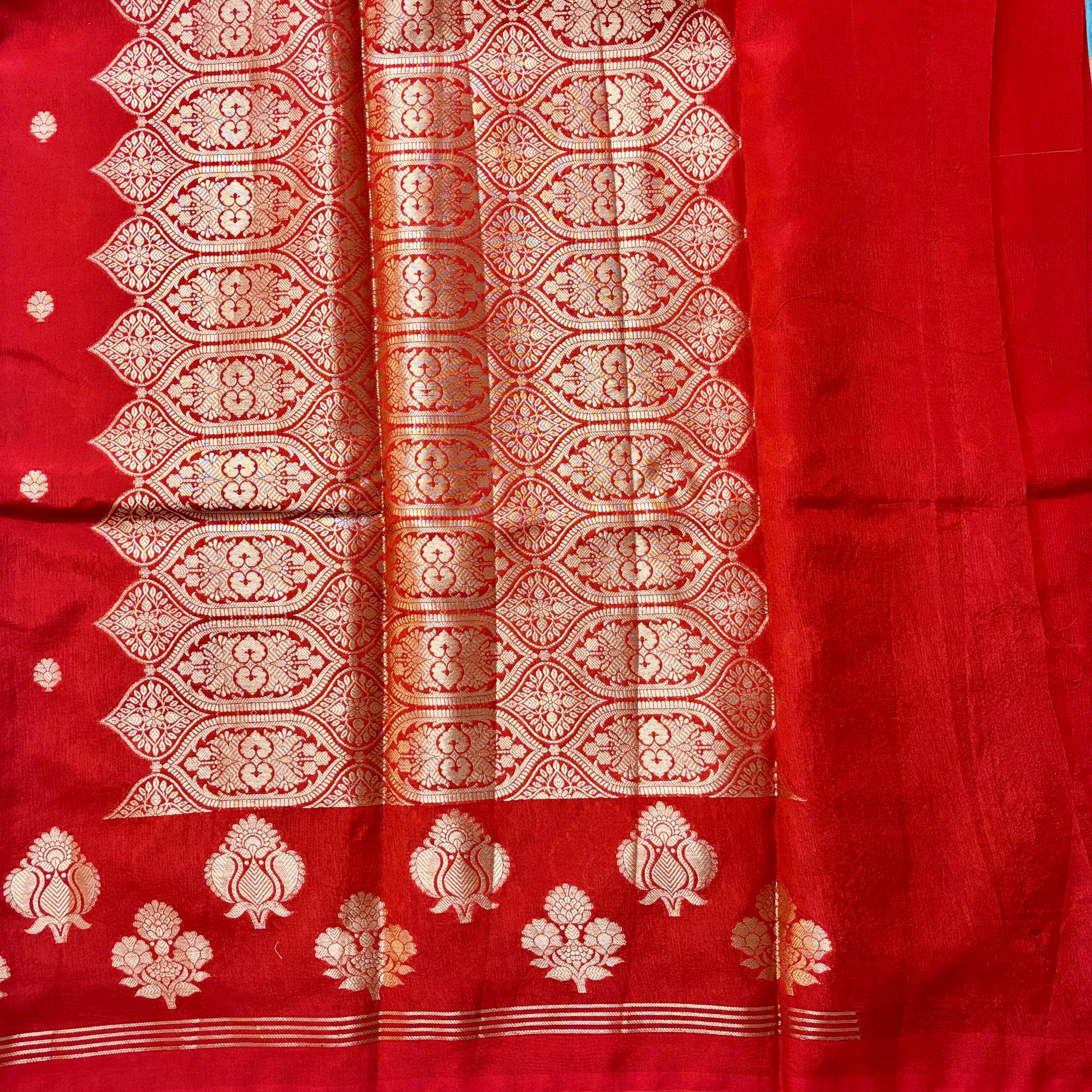 Crimson Red Premium Khadi Silk Saree