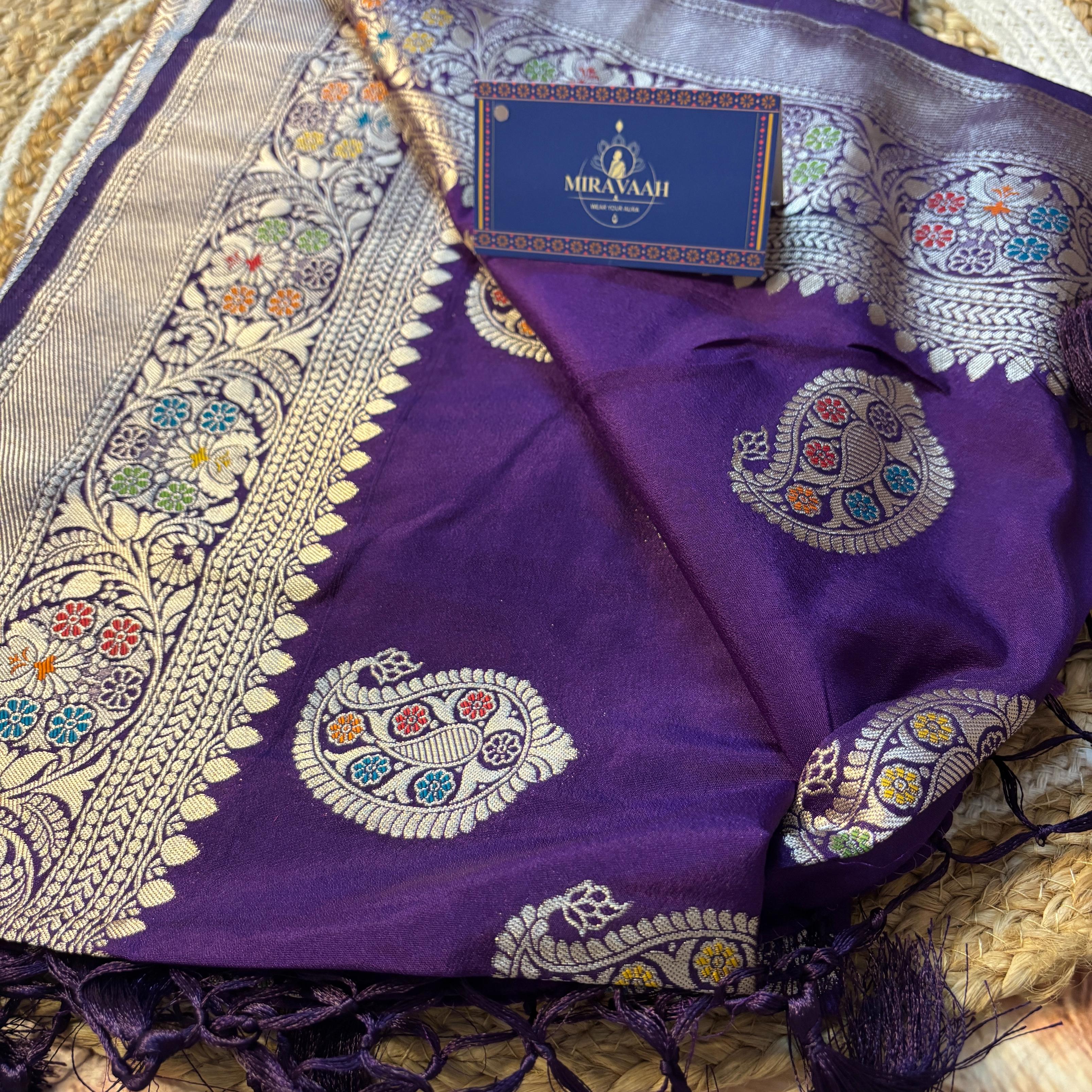 Royal Purple Premium Baluchuri Handwoven Saree