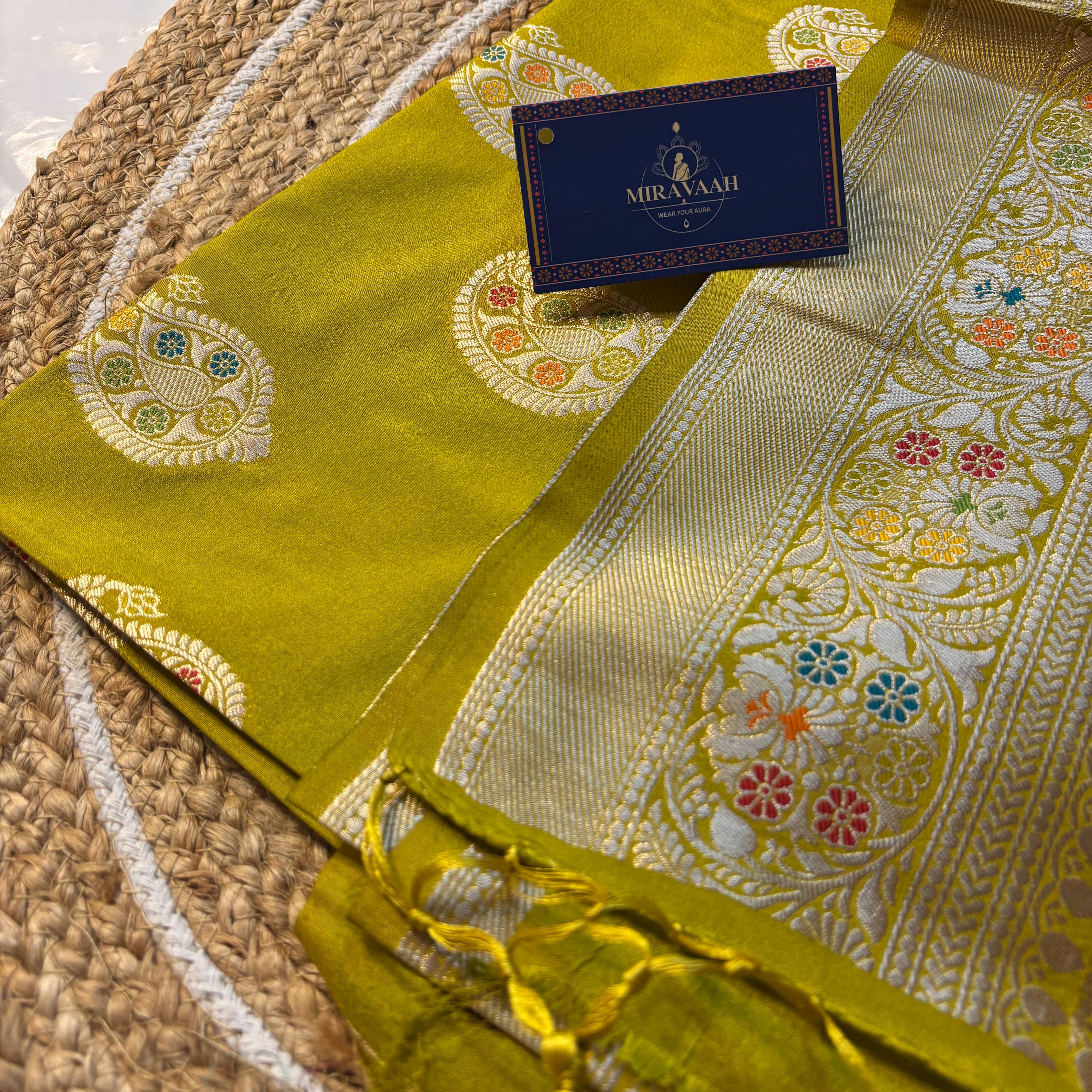 Mustard Yellow Premium Baluchuri Handwoven Saree