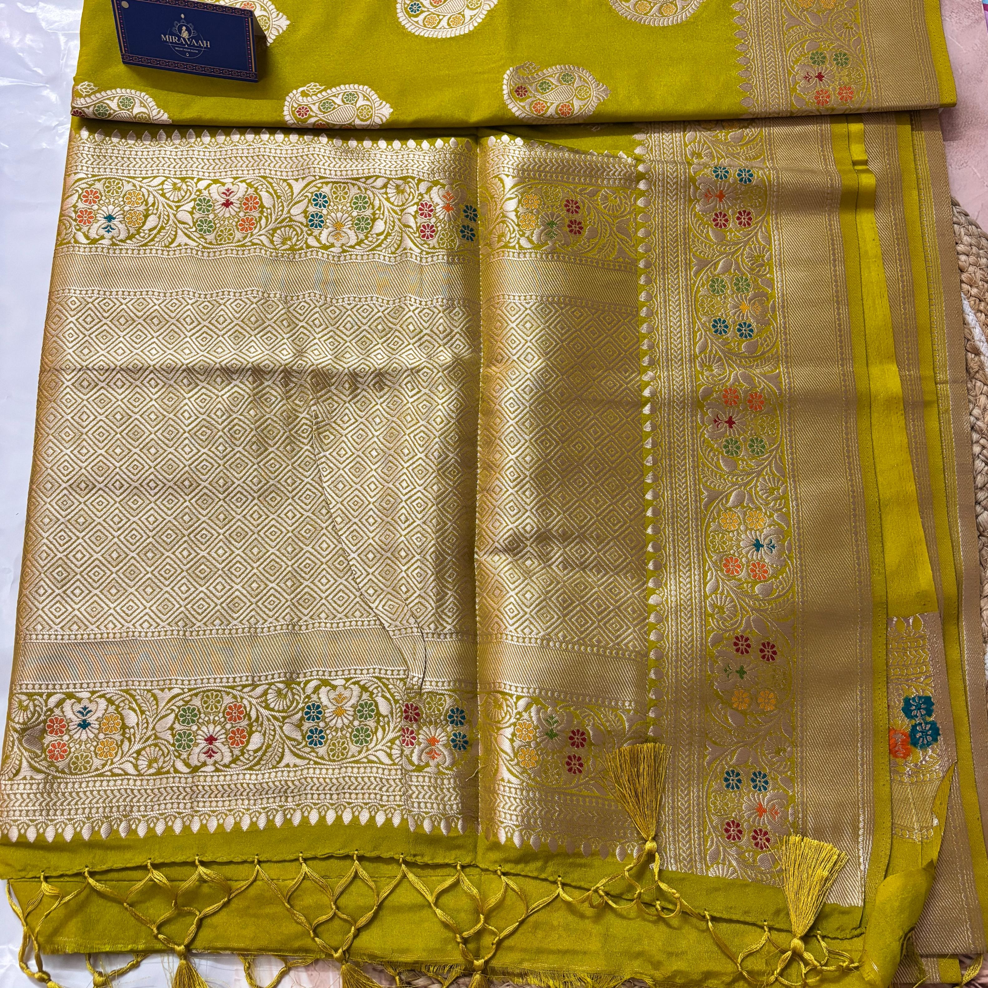 Mustard Yellow Premium Baluchuri Handwoven Saree
