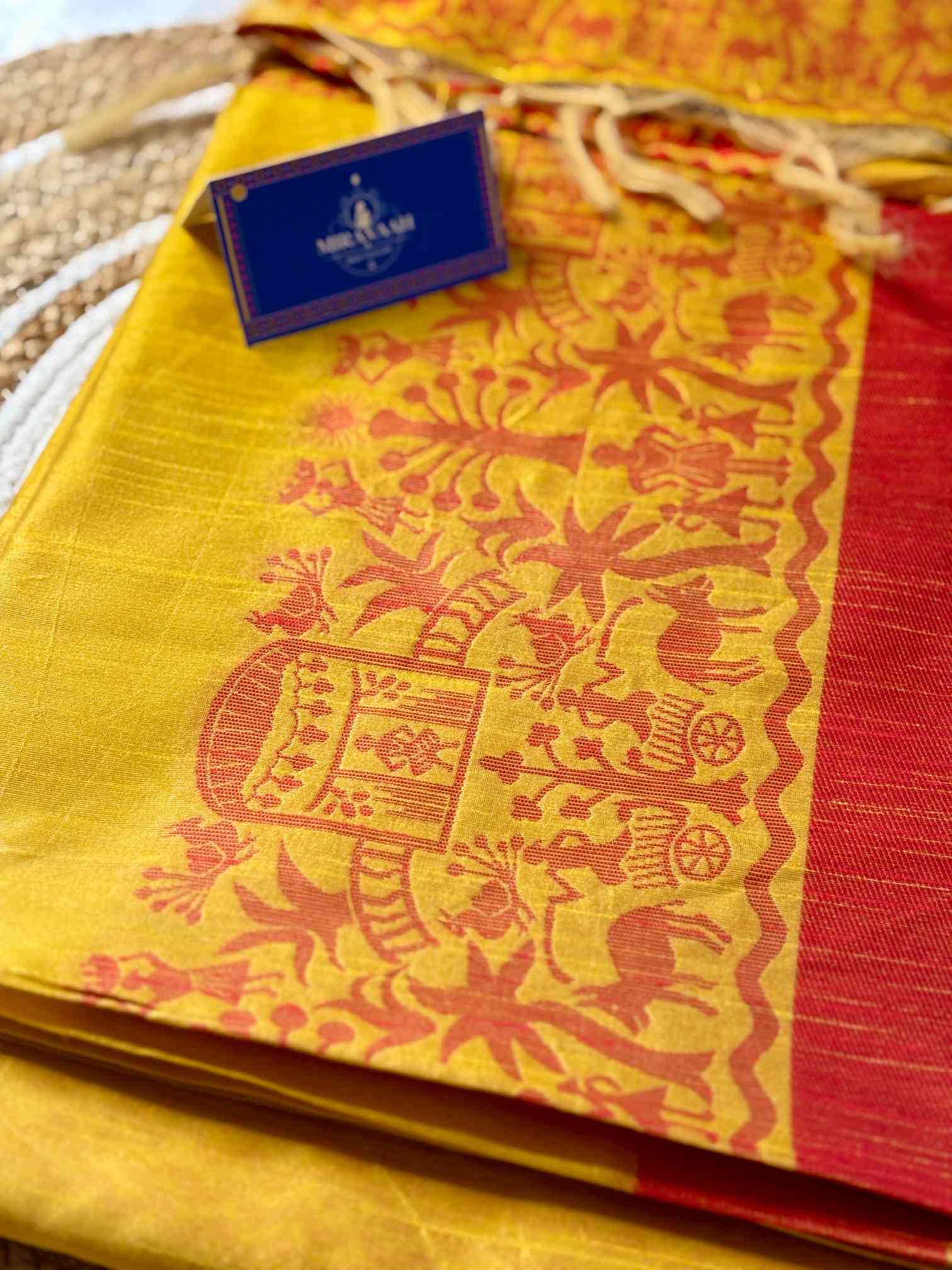 Marigold Premium Kashmere Kalamkari Katha Handwoven Saree
