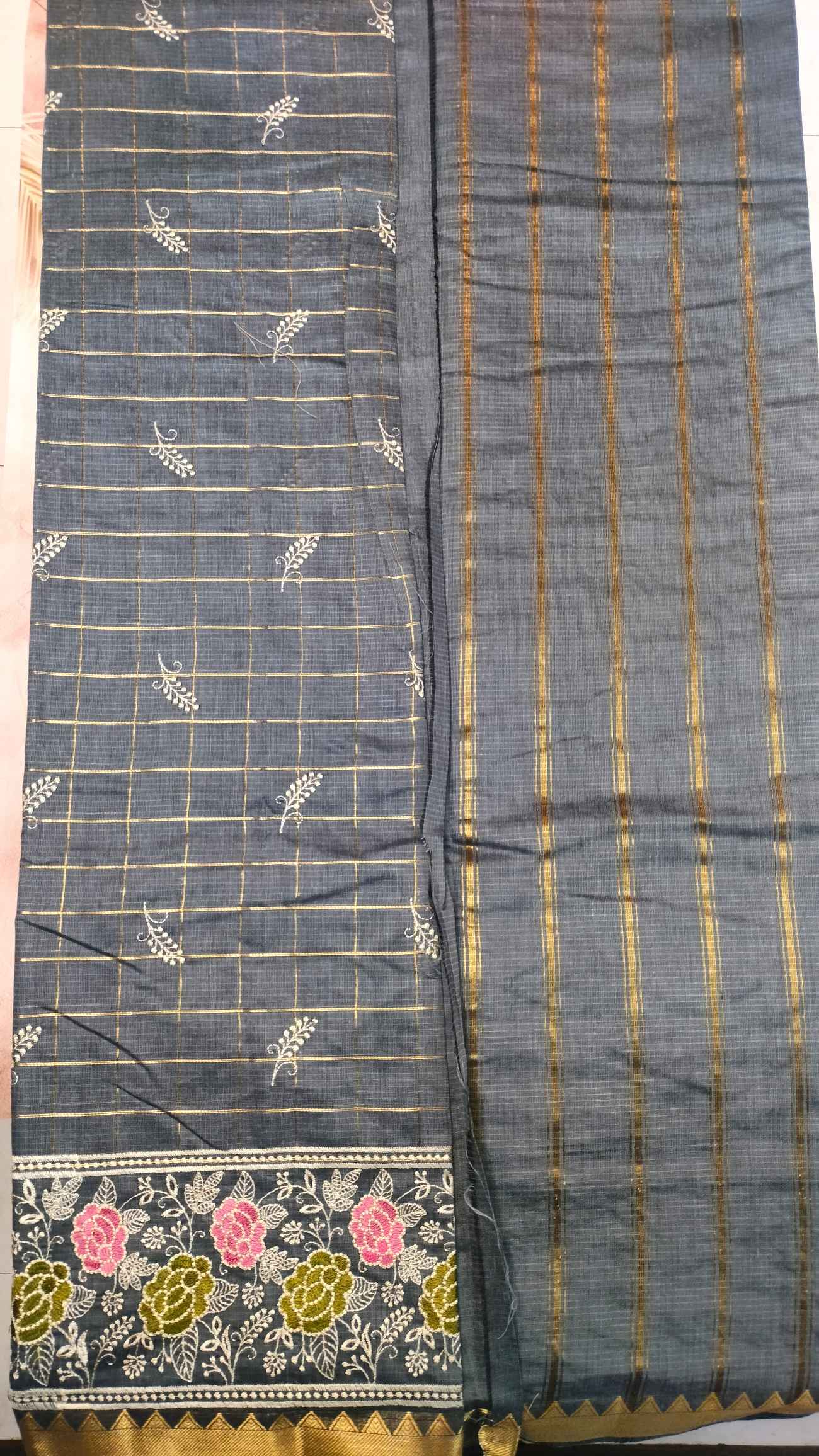 Slate Grey Premium Mangalgiri Saree