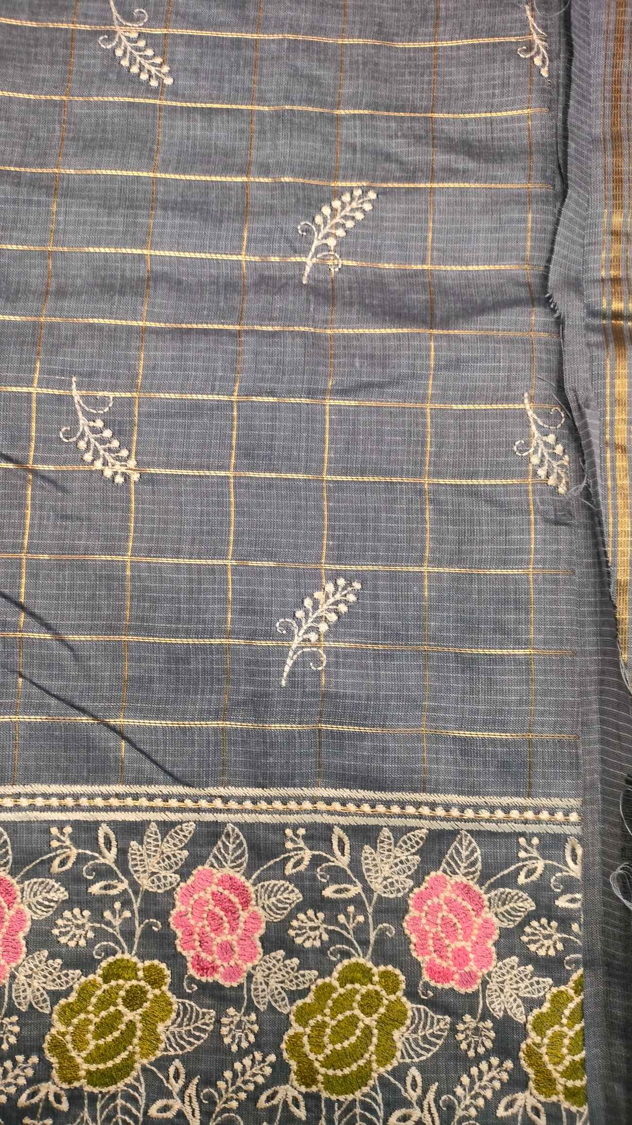 Slate Grey Premium Mangalgiri Saree