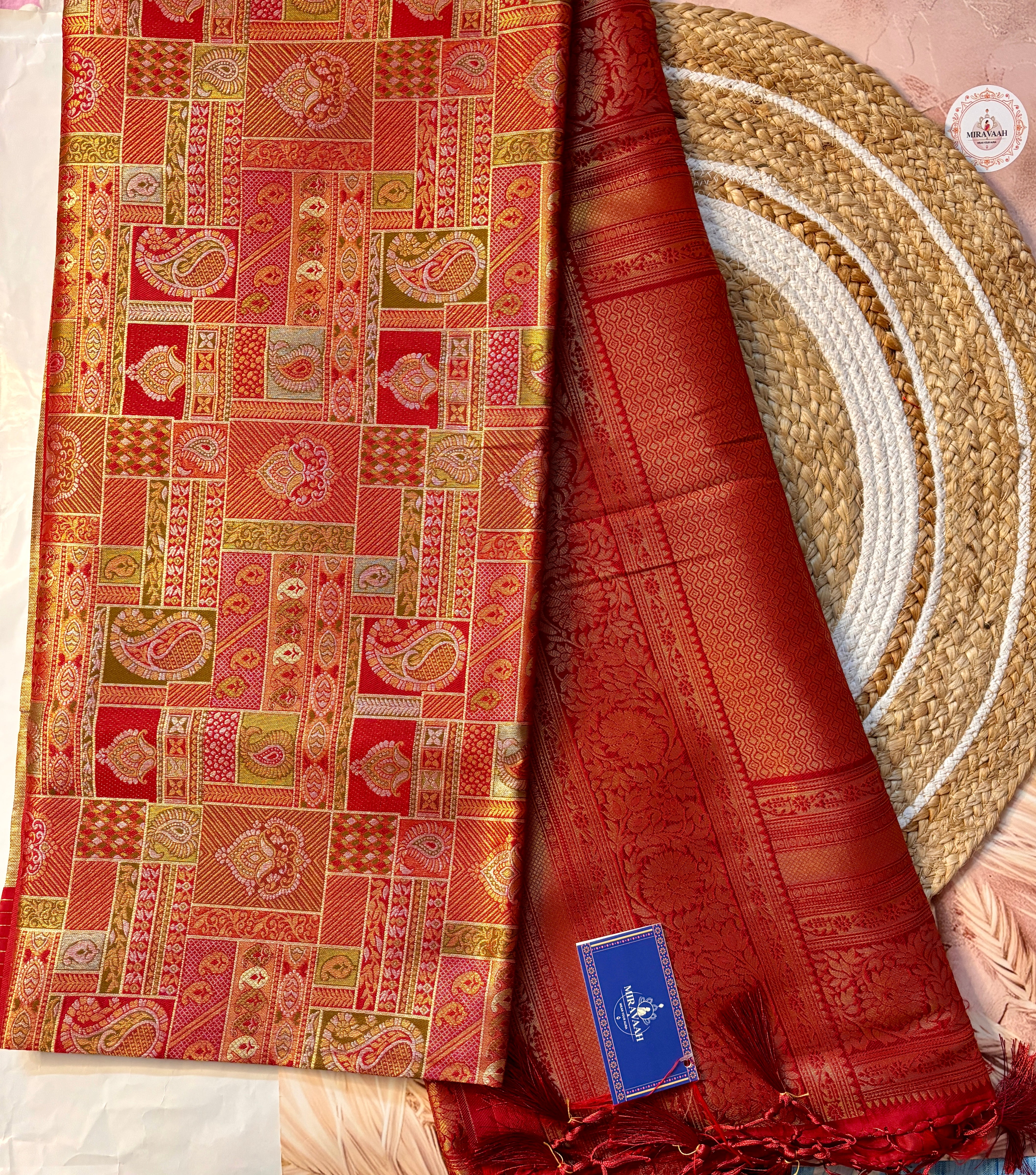 Rangdeep Premium Maroon Pashmina Zari Silk Saree