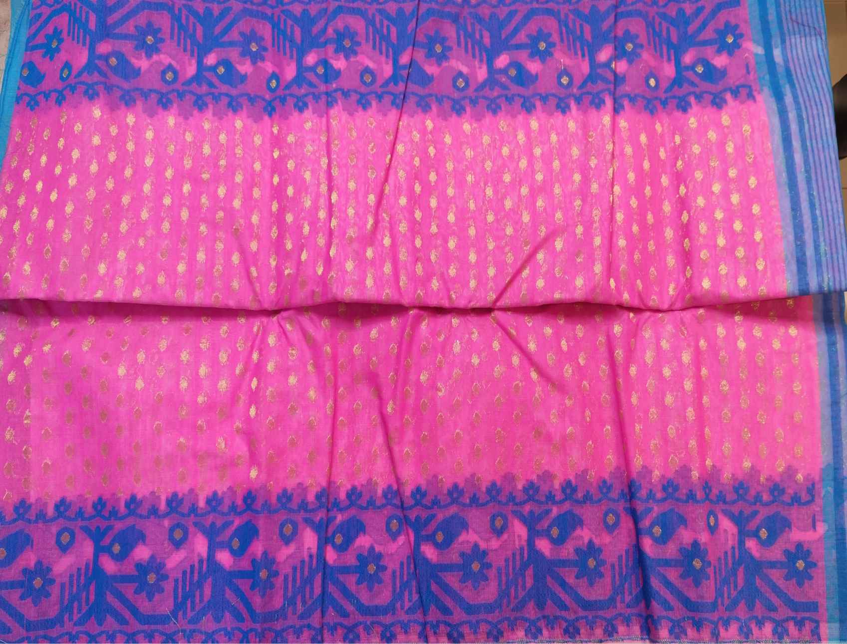 Lavender with Light Blue Premium Dhakai Jamdani Saree
