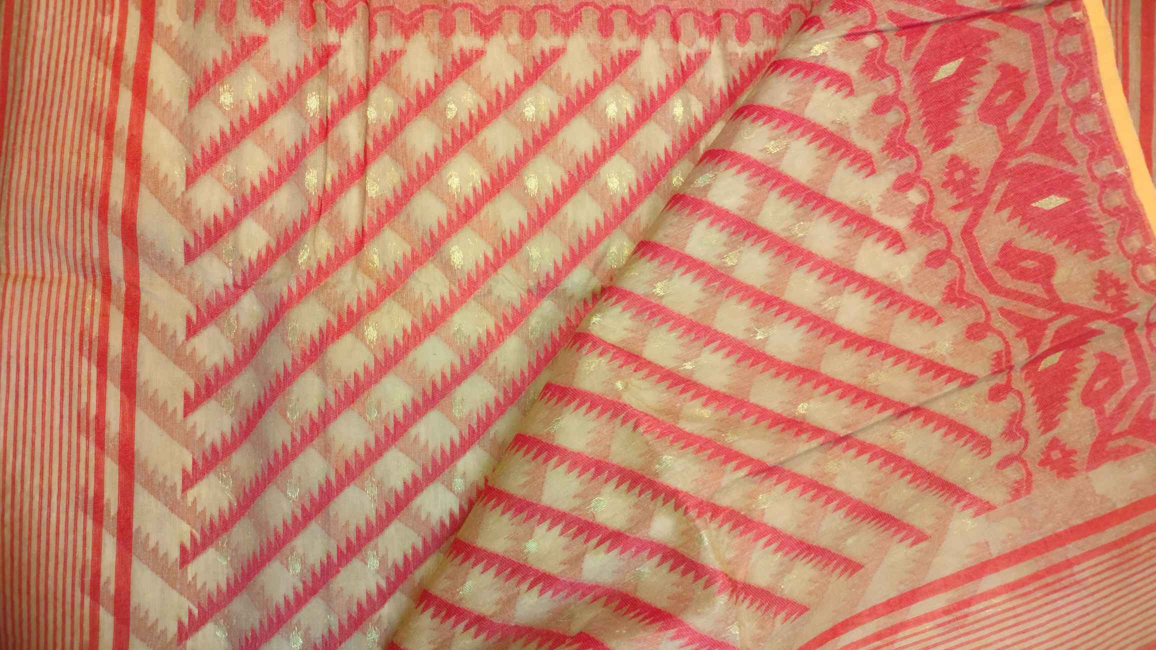 Coffee Brown with Maroon Premium Dhakai Jamdani Saree