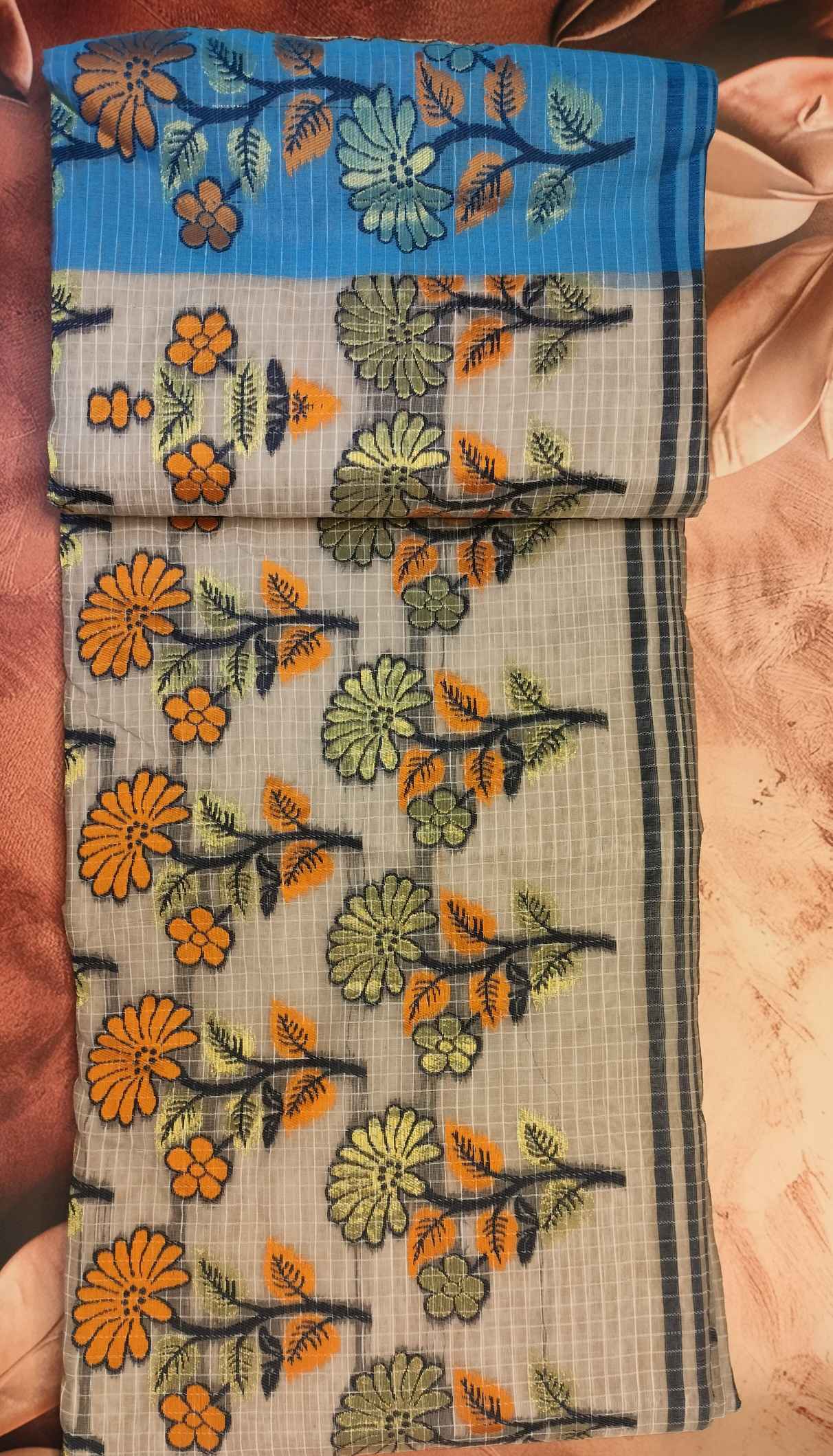 Sky Grey Uttam Dhakai Jamdani Saree