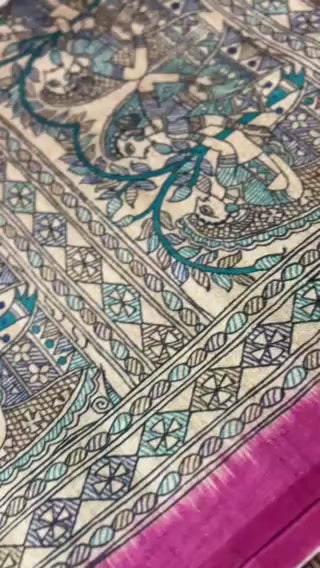 Wine Pink Nritya Raga Madhubani Silk Saree